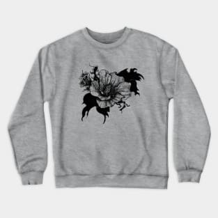 Blackout, Detail ink marker black and white flower illustration Crewneck Sweatshirt